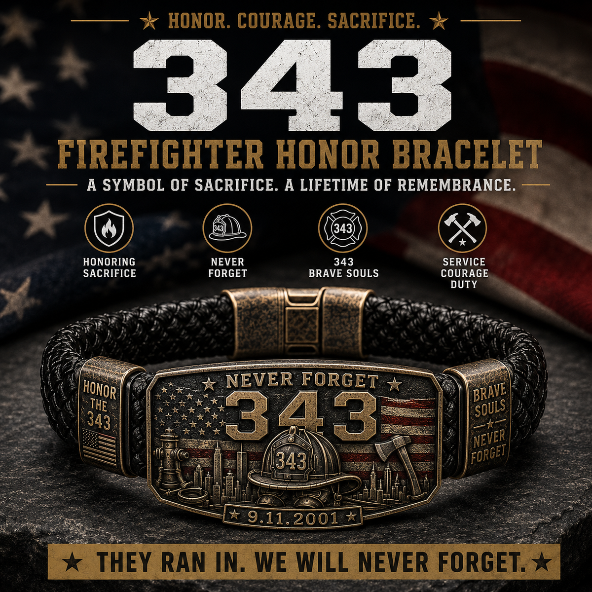 🔥 343 Firefighter Honor Bracelet – Made by Retired Firefighter
